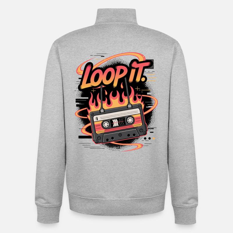 Retro Kassette Loop It Musikdesign - Unisex Organic Zip Sweatshirt von Stanley/Stella - Grau meliert