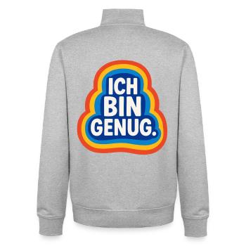 Je suis assez amour de soi Design rétro - Sweat zippé unisexe en coton bio Stanley/Stella - gris chiné - Dos - AI Model Male 185 light (185cm)