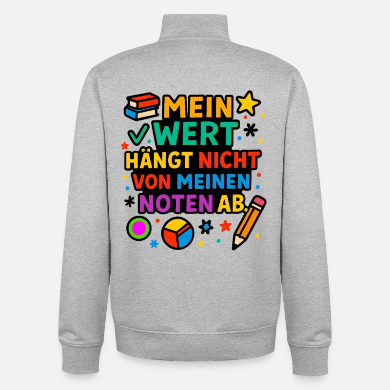 Ma valeur compte, pas mes notes - Sweat zippé unisexe en coton bio Stanley/Stella - gris chiné
