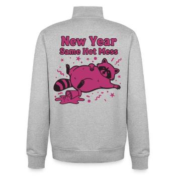 Célébration du Nouvel An Même Désordre 2025 - Sweat zippé unisexe en coton bio Stanley/Stella - gris chiné - Dos - AI Model Male 185 light (185cm)