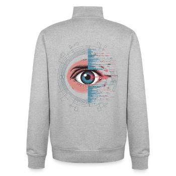 Futuristic eye with glitch effect - Unisex Organic Zip Sweatshirt by Stanley/Stella - heather grey - Back - AI Model Male 185 light (185cm)