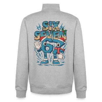 Six Seven 6 7 Italian Brainrot Christmas 67 Trikot - Unisex Organic Zip Sweatshirt von Stanley/Stella - Grau meliert - Hinten - AI Model Male 185 light (185cm)
