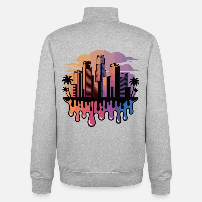 Gradient Skyline Drops - Unisex Organic Zip Sweatshirt by Stanley/Stella - heather grey