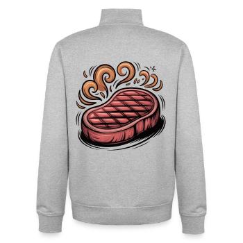 Gegrilltes Steak Illustration - Unisex Organic Zip Sweatshirt von Stanley/Stella - Grau meliert - Hinten - AI Model Male 185 light (185cm)