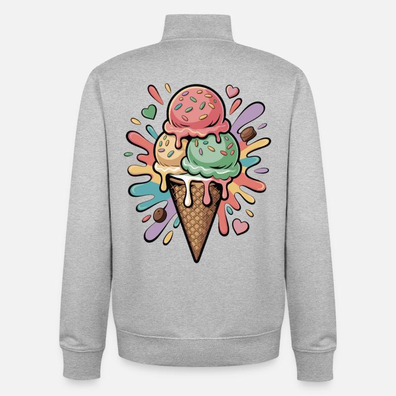 Bunte Eiscreme Explosion - Unisex Organic Zip Sweatshirt von Stanley/Stella - Grau meliert