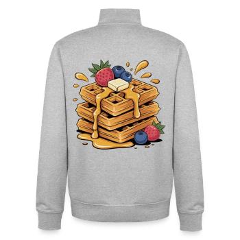 Fruity waffle art - Unisex Organic Zip Sweatshirt by Stanley/Stella - heather grey - Back - AI Model Male 185 light (185cm)