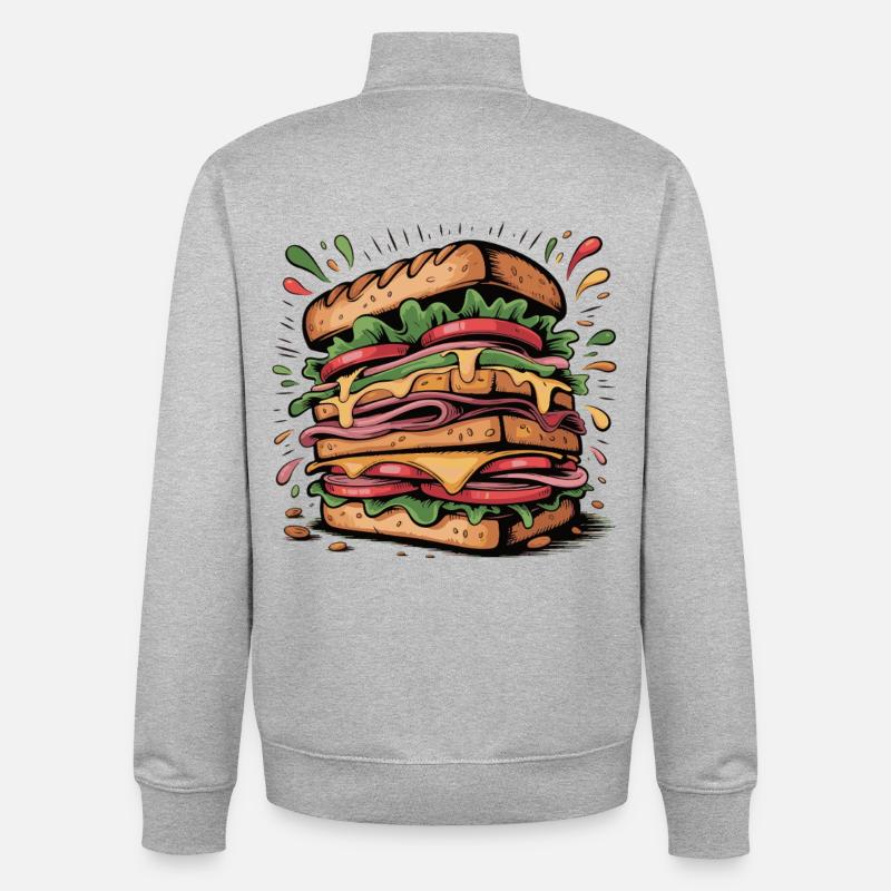 Burger Pop Art Explosion - Unisex Organic Zip Sweatshirt von Stanley/Stella - Grau meliert