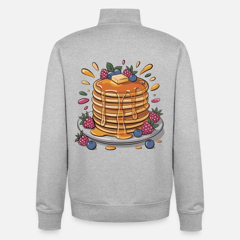 Crêpes au sirop avec des baies - Sweat zippé unisexe en coton bio Stanley/Stella - gris chiné