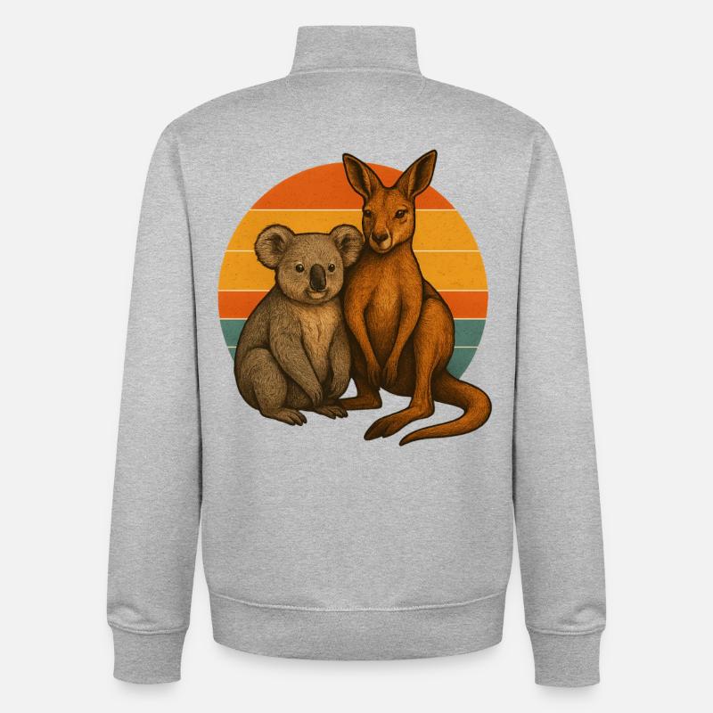 Koala et kangourou - Sweat zippé unisexe en coton bio Stanley/Stella - gris chiné
