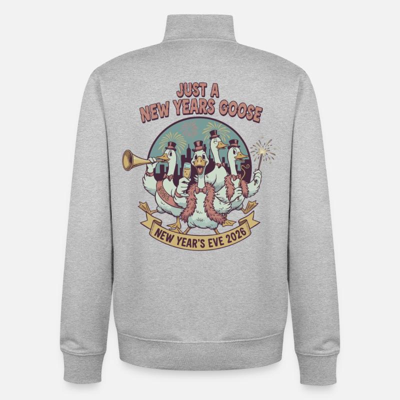 Nur eine Silvestergans Silvester 2026 - Unisex Organic Zip Sweatshirt von Stanley/Stella - Grau meliert