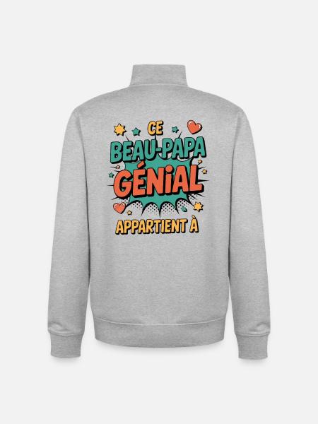 This Awesome Step-Dad to Customize – Family - Unisex Organic Zip Sweatshirt by Stanley/Stella - heather grey