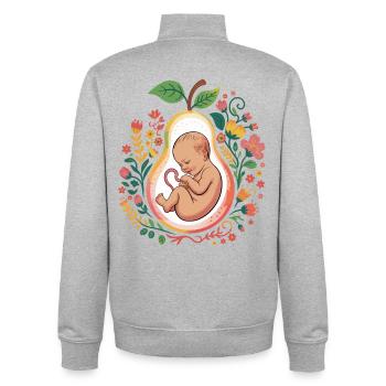 Fruit of Life: Flower Belly - Unisex Organic Zip Sweatshirt by Stanley/Stella - heather grey - Back - AI Model Male 185 light (185cm)