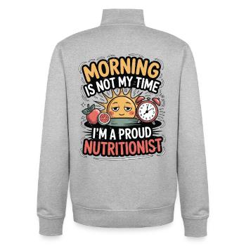 Nutritionist Morning Is Not My Time Health Coach - Unisex Organic Zip Sweatshirt by Stanley/Stella - heather grey - Back - AI Model Male 185 light (185cm)