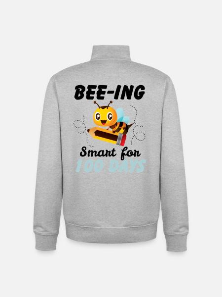 Être malin pendant 100 jours - Sweat zippé unisexe en coton bio Stanley/Stella - gris chiné