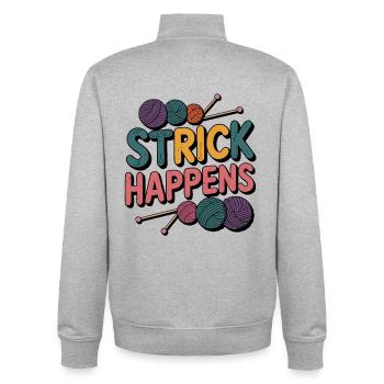Tricote Happens : design coloré avec de la laine - Sweat zippé unisexe en coton bio Stanley/Stella - gris chiné - Dos - AI Model Male 185 light (185cm)
