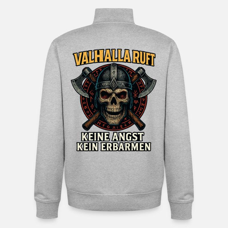 Valhalla appelle guerrier, viking dit chemise - Sweat zippé unisexe en coton bio Stanley/Stella - gris chiné