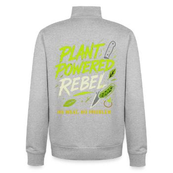 Plant Powered Rebel Vegan, No Meat Shirt - Unisex Organic Zip Sweatshirt by Stanley/Stella - heather grey - Back - AI Model Male 185 light (185cm)