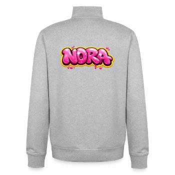 NORA GRAFFITI NAME FOR PERFECT GIFT PRINTABLE - Unisex Organic Zip Sweatshirt by Stanley/Stella - heather grey - Back - AI Model Male 185 light (185cm)
