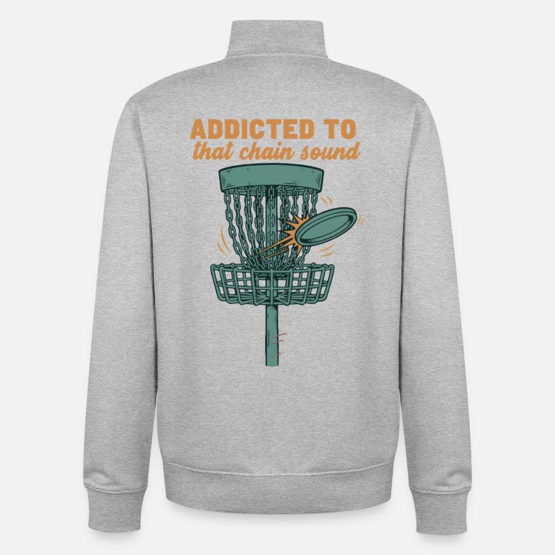Süchtig nach diesem Kettensound-Discgolf-Korb - Unisex Organic Zip Sweatshirt von Stanley/Stella - Grau meliert