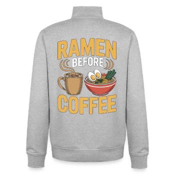 Ramen avant le bol de nouilles au café Amoureux du café - Sweat zippé unisexe en coton bio Stanley/Stella - gris chiné - Dos - AI Model Male 185 light (185cm)