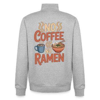 Ramen sans café sans bol de nouilles, amateur de café - Sweat zippé unisexe en coton bio Stanley/Stella - gris chiné - Dos - AI Model Male 185 light (185cm)