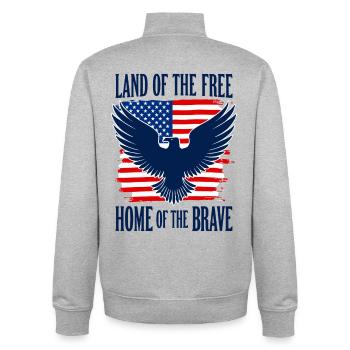 Land of the Free Home of the Brave USA Adler - Unisex Organic Zip Sweatshirt by Stanley/Stella - heather grey - Back - AI Model Male 185 light (185cm)