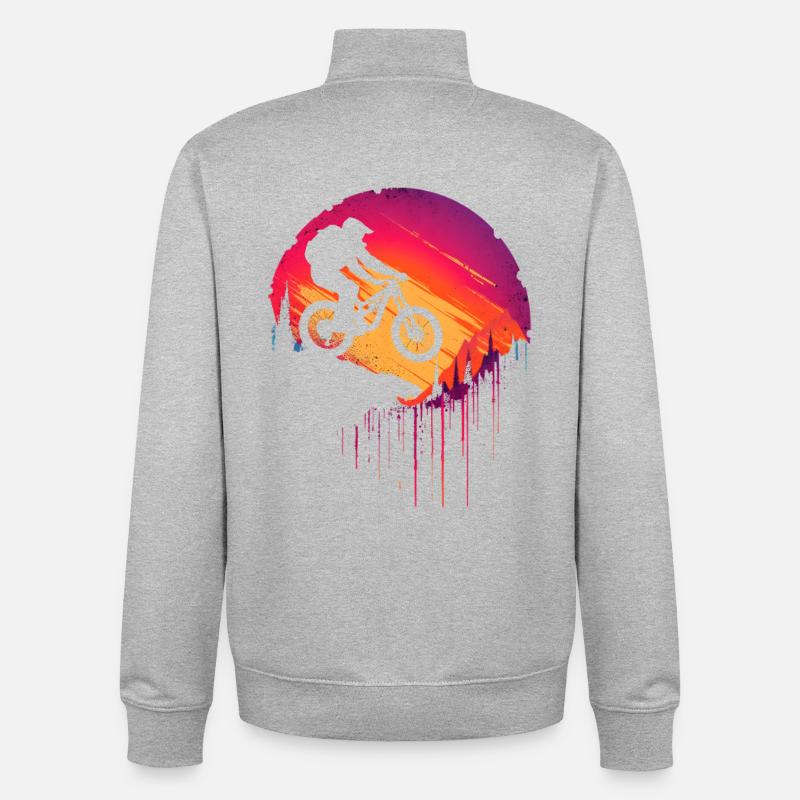 VTT à l’ancienne - Sweat zippé unisexe en coton bio Stanley/Stella - gris chiné