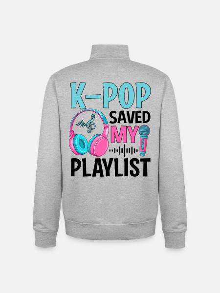 K-Pop Saved My Playlist - Unisex Organic Zip Sweatshirt by Stanley/Stella - heather grey