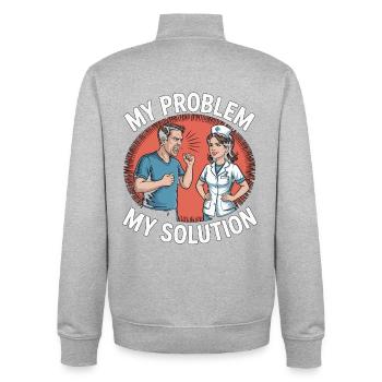 Pediatric Nurse My Problem My Pictogram Mom Dad - Unisex Organic Zip Sweatshirt by Stanley/Stella - heather grey - Back - AI Model Male 185 light (185cm)