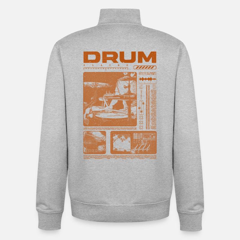 Batteur rock Drumplayer Streetwear - Sweat zippé unisexe en coton bio Stanley/Stella - gris chiné