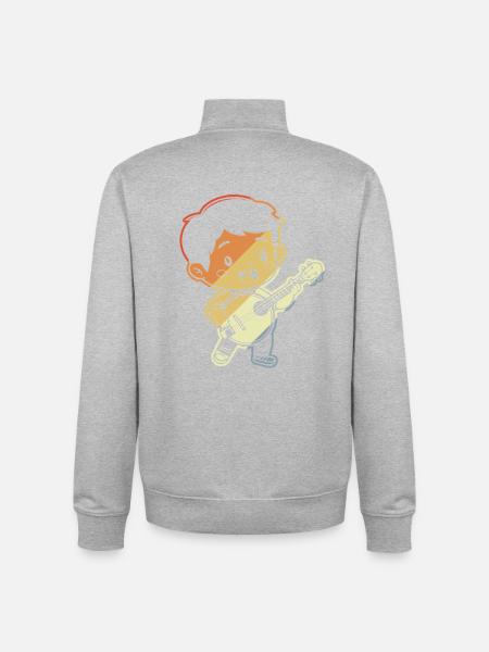 Little Banjoist Comic - Unisex Organic Zip Sweatshirt by Stanley/Stella - heather grey