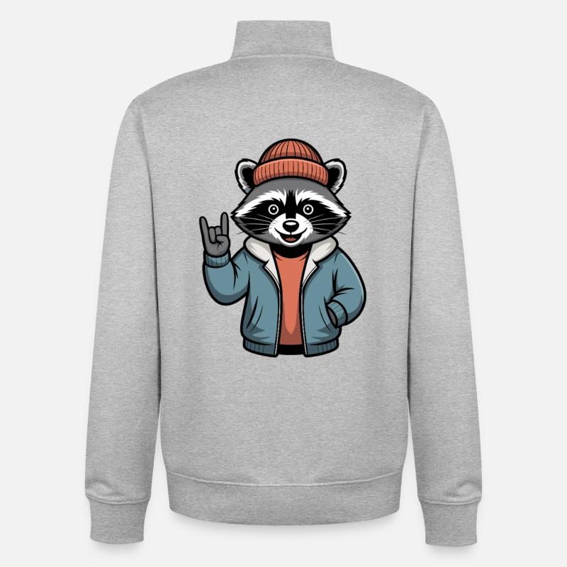 Rocker Waschbär - Unisex Organic Zip Sweatshirt von Stanley/Stella - Grau meliert