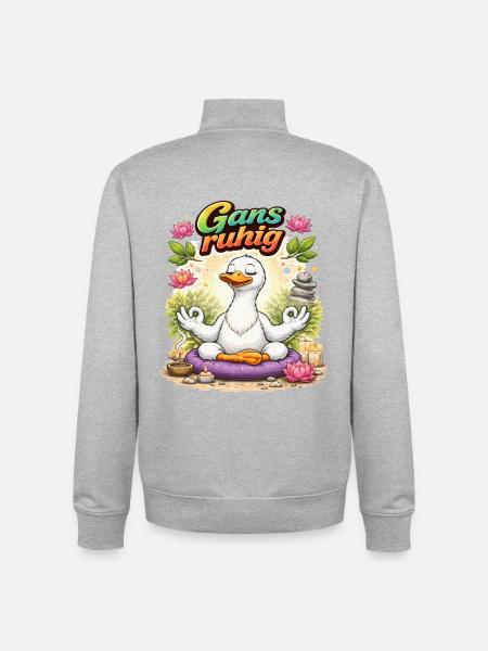 Goose Calm – Relaxation through Meditation - Unisex Organic Zip Sweatshirt by Stanley/Stella - heather grey