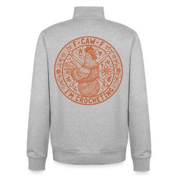 Lustiger Häkelliebhaber F caw F ich häkele Garn - Unisex Organic Zip Sweatshirt von Stanley/Stella - Grau meliert - Hinten - AI Model Male 185 light (185cm)