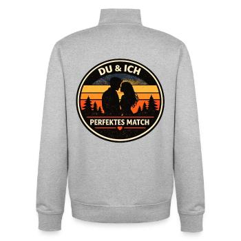 Du & Ich perfektes Match Partnerlook - Unisex Organic Zip Sweatshirt von Stanley/Stella - Grau meliert - Hinten - AI Model Male 185 light (185cm)