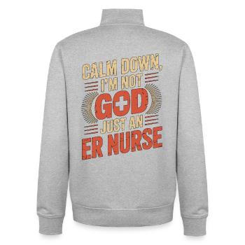 ER Nurse Calm Down I'm Not God Just Medical Worker - Unisex Organic Zip Sweatshirt von Stanley/Stella - Grau meliert - Hinten - AI Model Male 185 light (185cm)