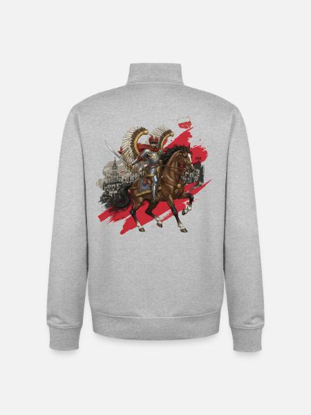 Polish Winged Hussar Freedom 1918 - Unisex Organic Zip Sweatshirt by Stanley/Stella - heather grey