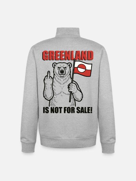 Greenland Is Not For Sale - Unisex Organic Zip Sweatshirt by Stanley/Stella - heather grey