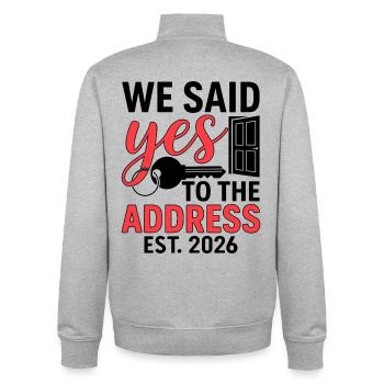 We Said Yes to The Address 2026 - Unisex Organic Zip Sweatshirt by Stanley/Stella - heather grey - Back - AI Model Male 185 light (185cm)
