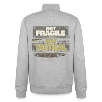 Soldatin Soldatinnen Not Fragile Just Tactical - Unisex Organic Zip Sweatshirt von Stanley/Stella - Grau meliert - Hinten - AI Model Male 185 light (185cm)