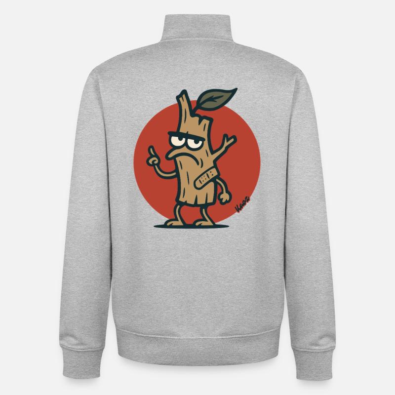 Grimmiger Baum Ast Baumstumpf mit Gesicht - Unisex Organic Zip Sweatshirt von Stanley/Stella - Grau meliert