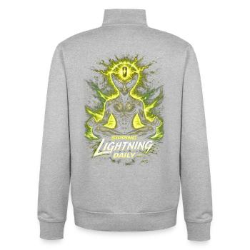 Energy Drink Sipping LIghtning Daily - Unisex Organic Zip Sweatshirt von Stanley/Stella - Grau meliert - Hinten - AI Model Male 185 light (185cm)