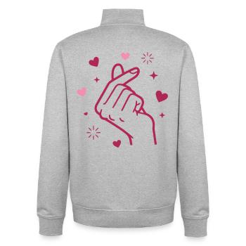 Kpop Musique coréenne Doigts mignons Cœur Amour Corée - Sweat zippé unisexe en coton bio Stanley/Stella - gris chiné - Dos - AI Model Male 185 light (185cm)