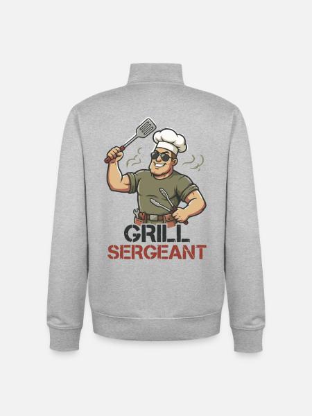 Grill Sergeant Funny BBQ Grill Chef - Unisex Organic Zip Sweatshirt by Stanley/Stella - heather grey