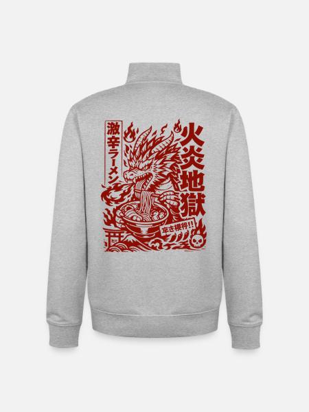 Dragons | Ramen | Noodle soup | extra spicy - Unisex Organic Zip Sweatshirt by Stanley/Stella - heather grey
