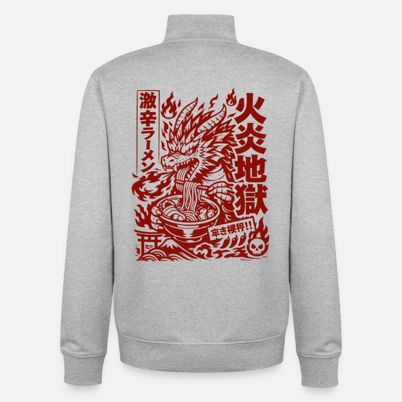 Drachen | Ramen | Nudelsuppe | extra scharf - Unisex Organic Zip Sweatshirt von Stanley/Stella - Grau meliert