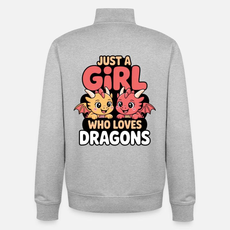 Nur ein Mädchen welches Drachen liebt - Unisex Organic Zip Sweatshirt von Stanley/Stella - Grau meliert