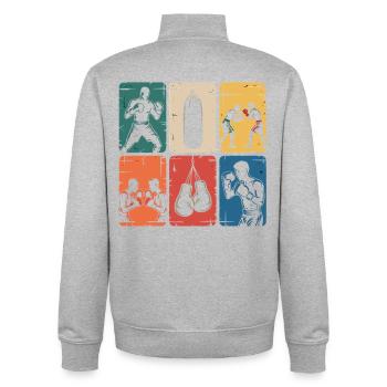 Puissance de la mosaïque de la boxe - Sweat zippé unisexe en coton bio Stanley/Stella - gris chiné - Dos - AI Model Male 185 light (185cm)