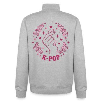 K-Pop Finger Heart Korean Music Cute K-Pop Love - Unisex Organic Zip Sweatshirt by Stanley/Stella - heather grey - Back - AI Model Male 185 light (185cm)