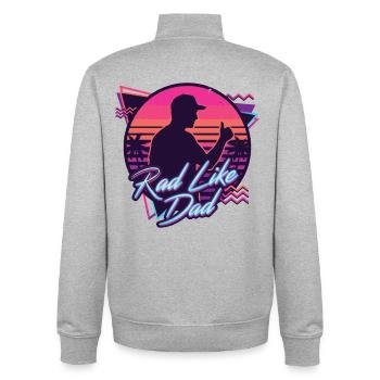 Rad Like Dad Retro Neon Design - Unisex Organic Zip Sweatshirt von Stanley/Stella - Grau meliert - Hinten - AI Model Male 185 light (185cm)